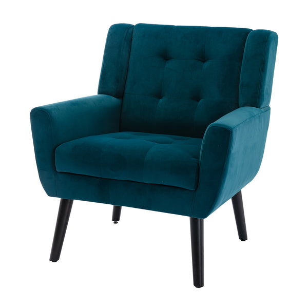 Velvet upholstered accent chair