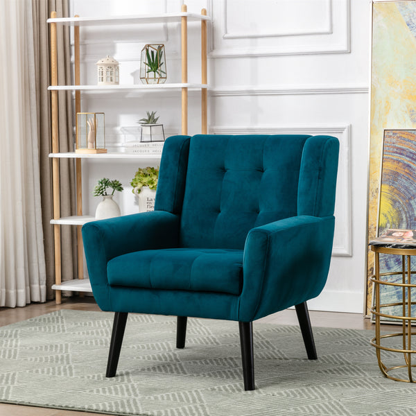 Velvet upholstered accent chair